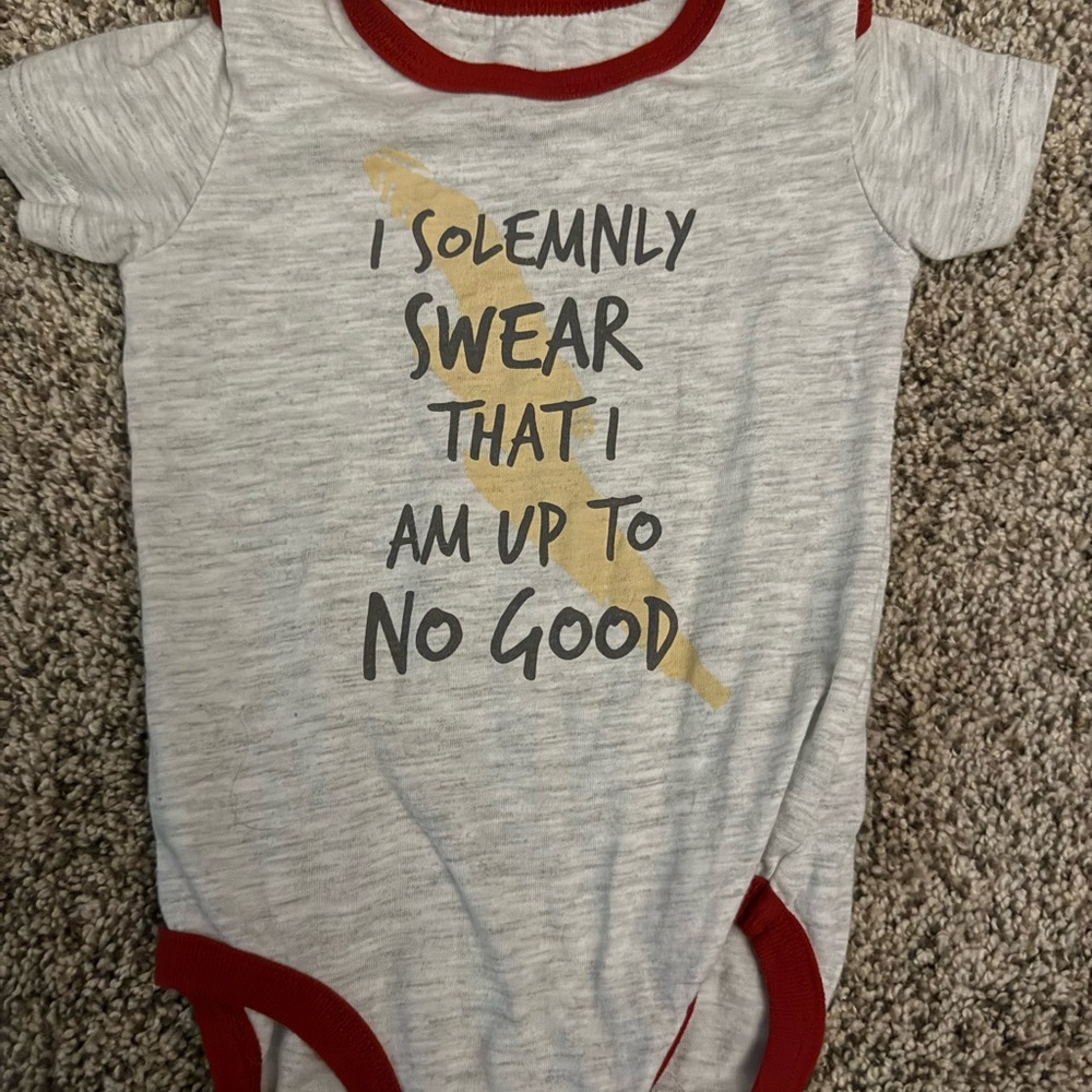 Harry Potter Gray Bodysuit with Red Trim